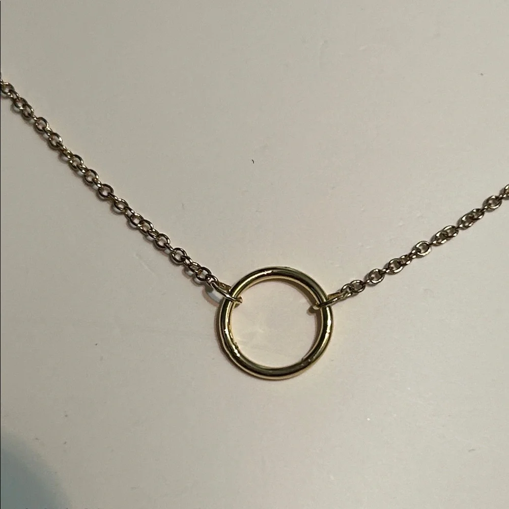Layers Dainty Circle Gold Tone Adjustable Necklace NEW